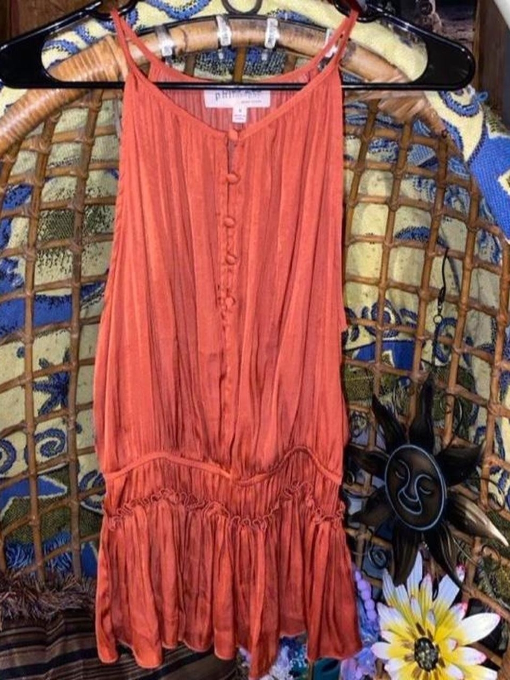 Philosophy Republic Clothing Terracotta Orange Halter Peplum Top Blouse S